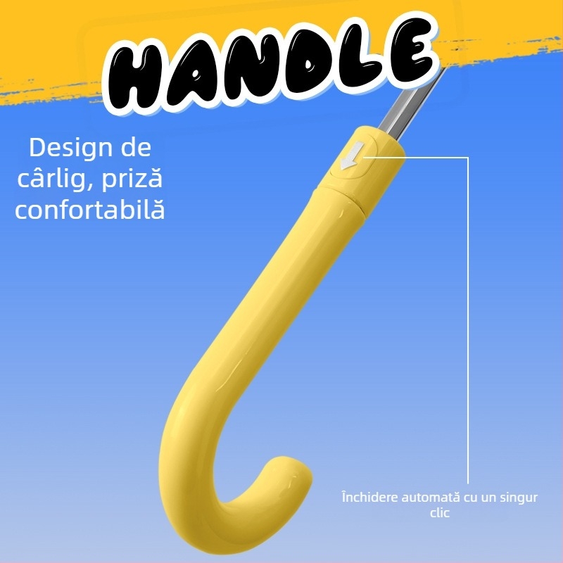 Umbrelă transparentă pentru copii, stil desen animat, cadrul cu 6 arce din fibră, mâner din plastic, închidere automată, personalizare logo