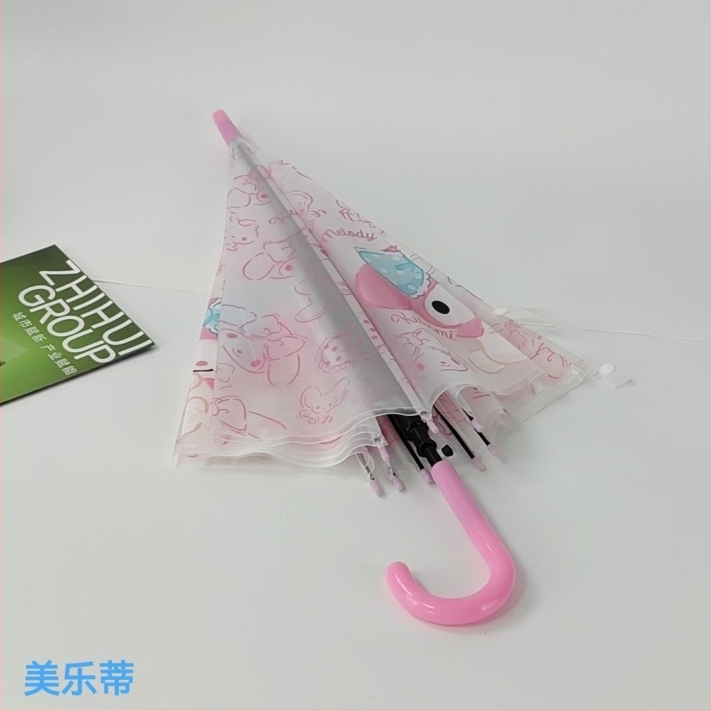 Umbrelă pentru copii cu mâner lung, deschidere automată, 8 brațe, tijă din oțel, pânză din plastic 190T