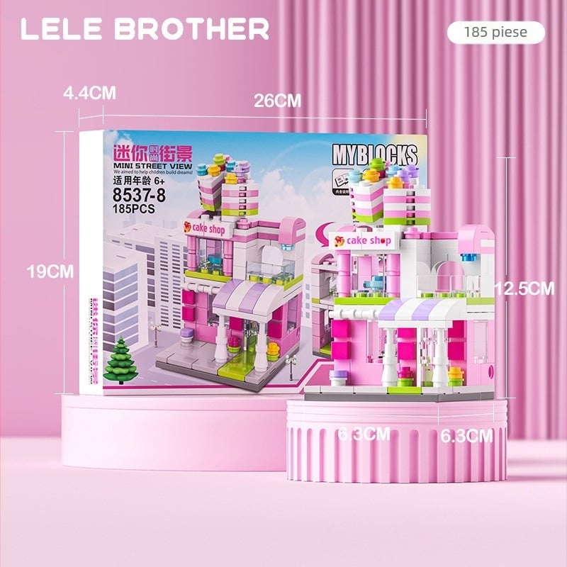 Set de blocuri pentru străzi miniaturale, ABS plastic, 100–200 piese, pentru 7–14 ani, DIY