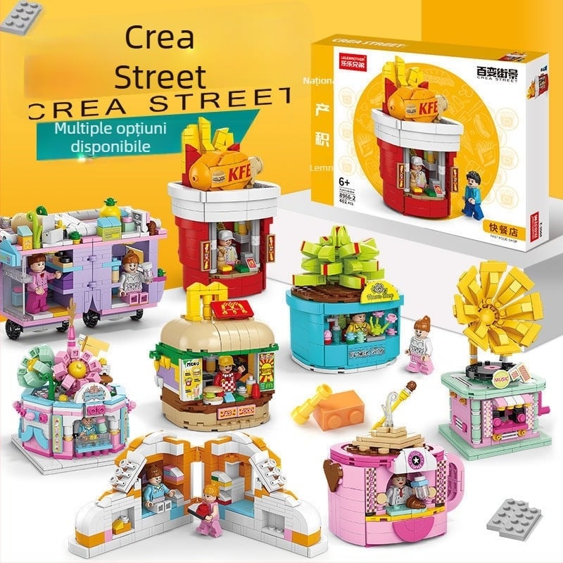 Lele Brothers Street View serie blocuri educaționale de construit, plastic ABS, piese mici, 100–200 bucăți, greutate netă 0,6 kg, pentru copii 7–14 ani