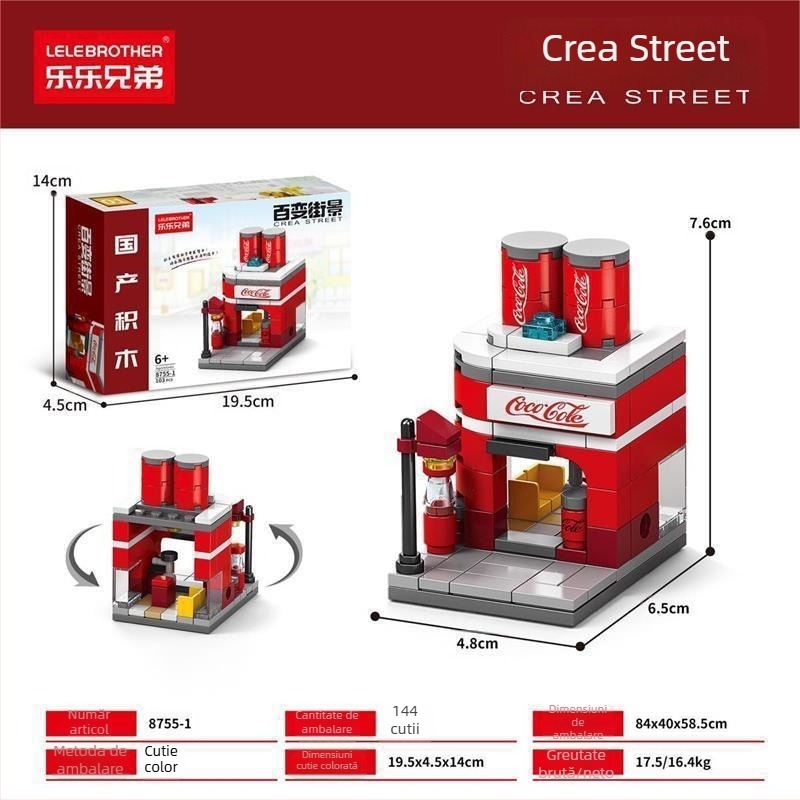 Lele Brothers Street View serie blocuri educaționale de construit, plastic ABS, piese mici, 100–200 bucăți, greutate netă 0,6 kg, pentru copii 7–14 ani