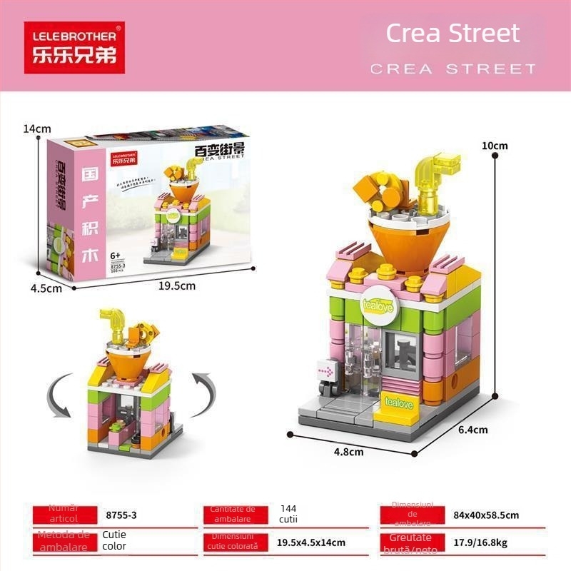 Lele Brothers Street View serie blocuri educaționale de construit, plastic ABS, piese mici, 100–200 bucăți, greutate netă 0,6 kg, pentru copii 7–14 ani