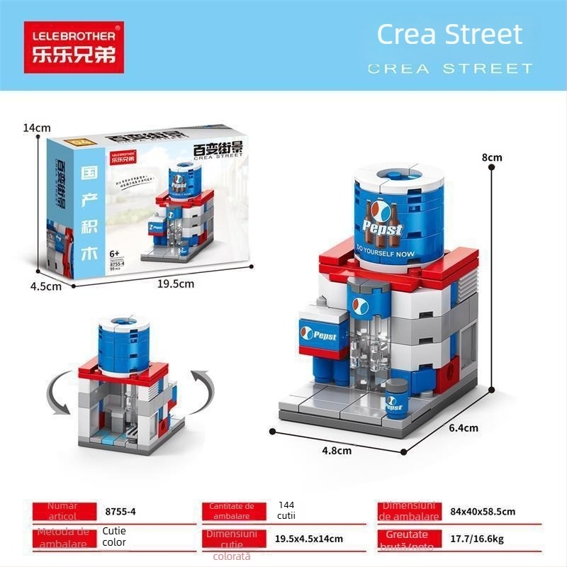 Lele Brothers Street View serie blocuri educaționale de construit, plastic ABS, piese mici, 100–200 bucăți, greutate netă 0,6 kg, pentru copii 7–14 ani