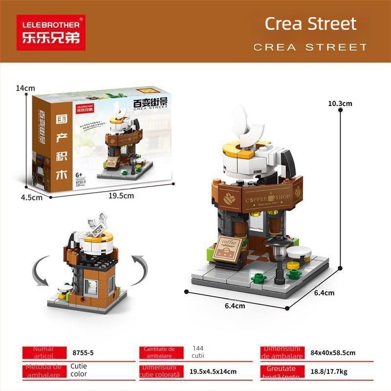 Lele Brothers Street View serie blocuri educaționale de construit, plastic ABS, piese mici, 100–200 bucăți, greutate netă 0,6 kg, pentru copii 7–14 ani