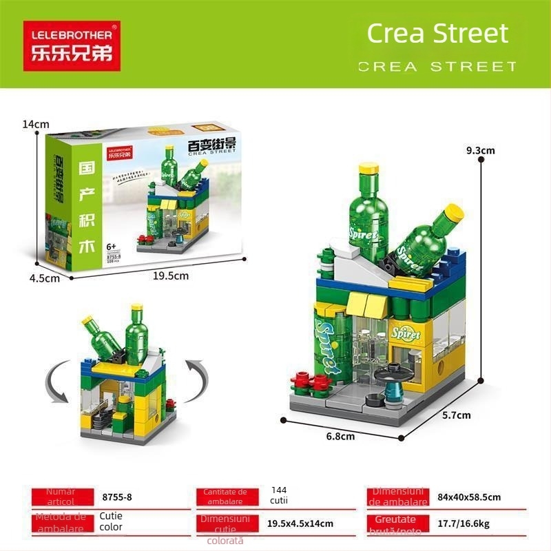 Lele Brothers Street View serie blocuri educaționale de construit, plastic ABS, piese mici, 100–200 bucăți, greutate netă 0,6 kg, pentru copii 7–14 ani