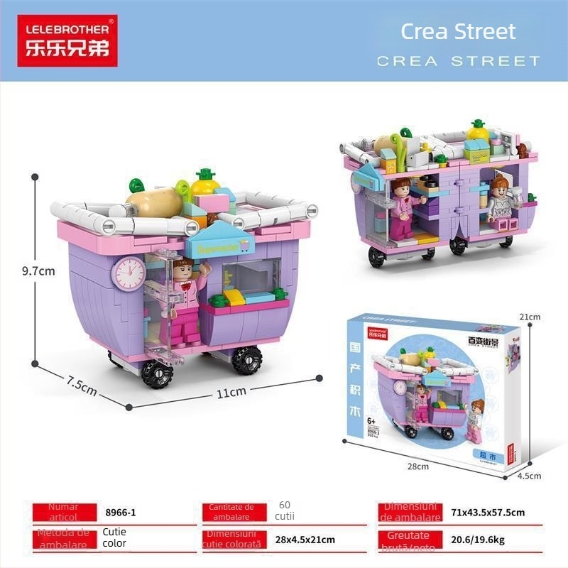 Lele Brothers Street View serie blocuri educaționale de construit, plastic ABS, piese mici, 100–200 bucăți, greutate netă 0,6 kg, pentru copii 7–14 ani