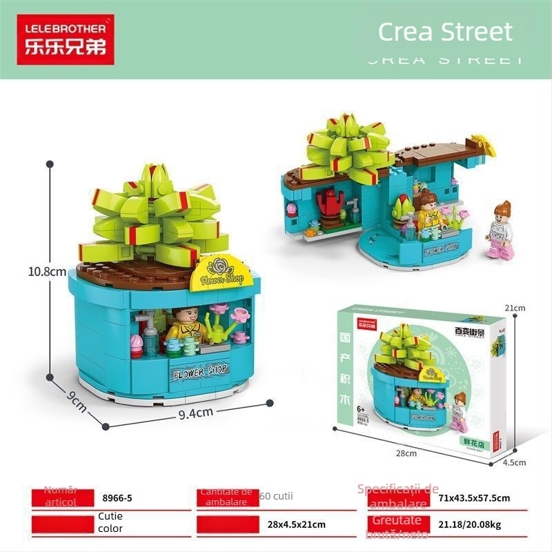 Lele Brothers Street View serie blocuri educaționale de construit, plastic ABS, piese mici, 100–200 bucăți, greutate netă 0,6 kg, pentru copii 7–14 ani