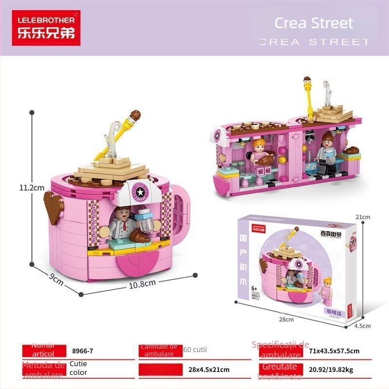 Lele Brothers Street View serie blocuri educaționale de construit, plastic ABS, piese mici, 100–200 bucăți, greutate netă 0,6 kg, pentru copii 7–14 ani