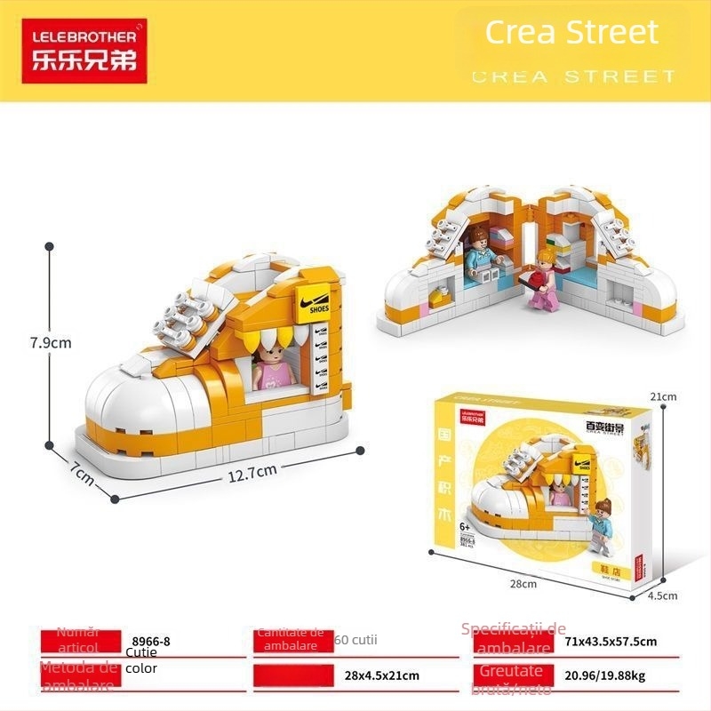 Lele Brothers Street View serie blocuri educaționale de construit, plastic ABS, piese mici, 100–200 bucăți, greutate netă 0,6 kg, pentru copii 7–14 ani