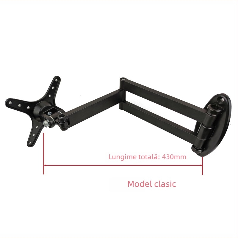 Suport de perete pentru TV/monitor cu braț retractabil și rotativ, compatibilitate universală, control mecanic