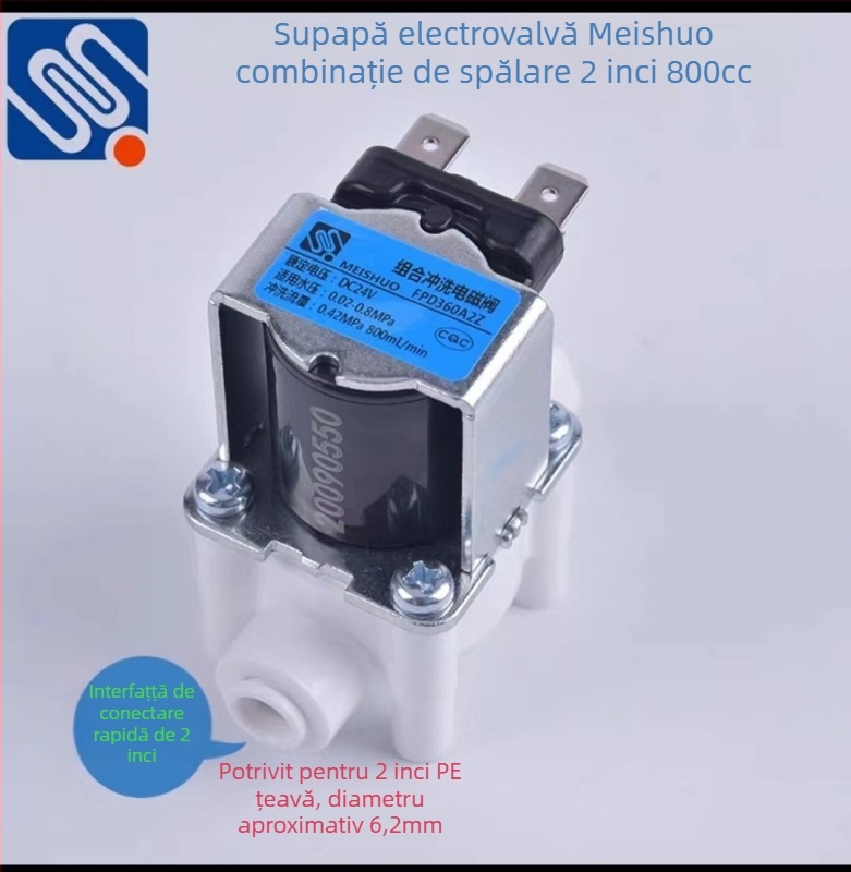 Meishuo supapă electromagnetica pentru purificatorul de apă – bobină din cupru pur, 2‑căi/3‑căi, controlul închiderii canalului