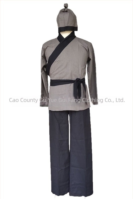 Costum Hanfu pentru personal de servire, destinat producțiilor de teatru și film, din amestec bumbac-len