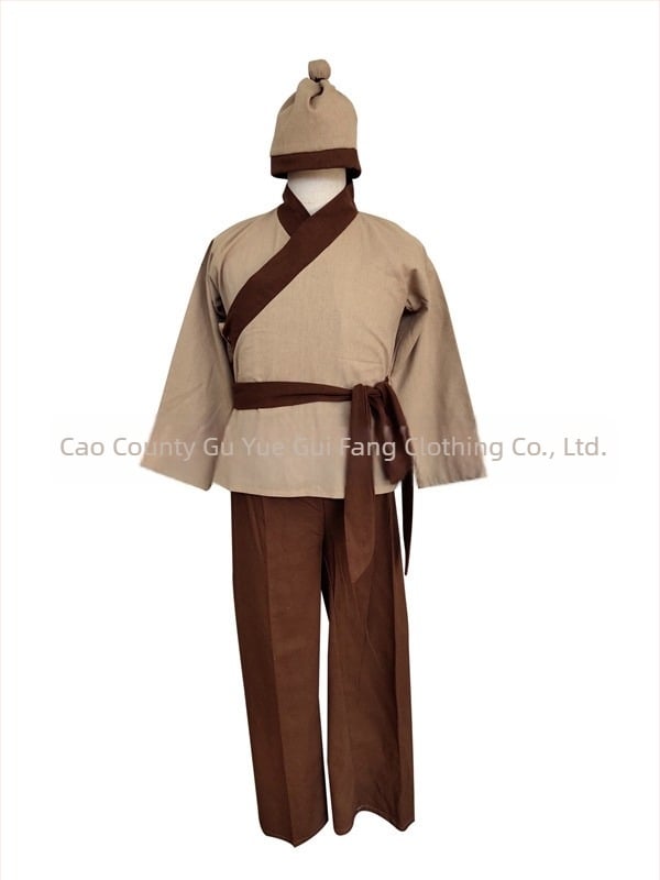 Costum Hanfu pentru personal de servire, destinat producțiilor de teatru și film, din amestec bumbac-len