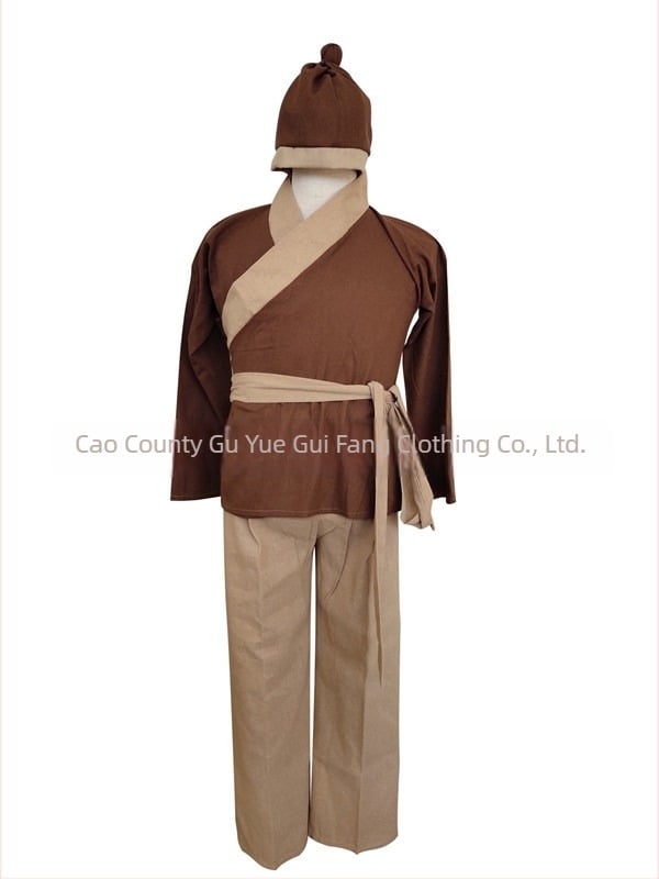 Costum Hanfu pentru personal de servire, destinat producțiilor de teatru și film, din amestec bumbac-len