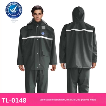 Set de impermeabilizare pentru bărbați: Geacă de ploaie și pantaloni de ploaie, design separat, PVC gros, impermeabil pentru ciclism