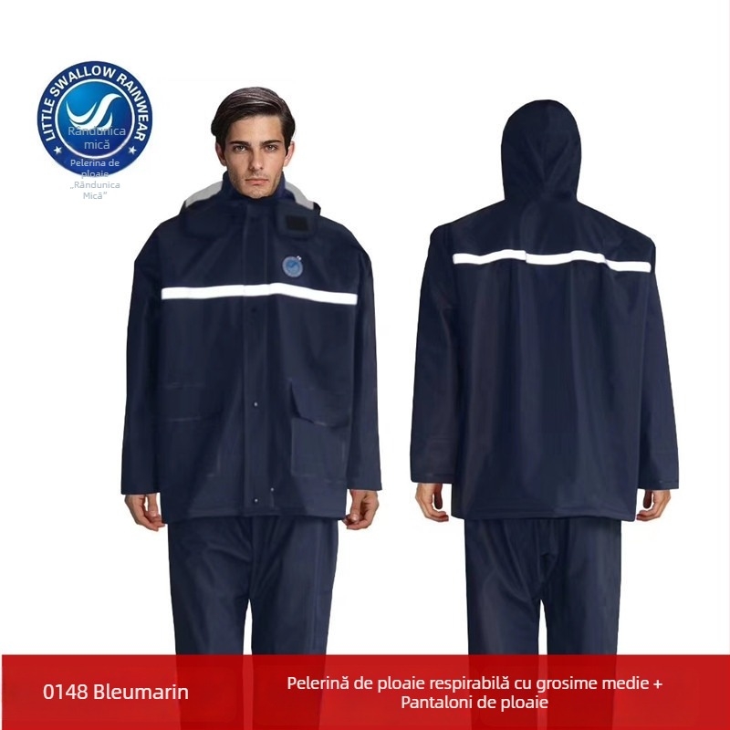 Set de impermeabilizare pentru bărbați: Geacă de ploaie și pantaloni de ploaie, design separat, PVC gros, impermeabil pentru ciclism