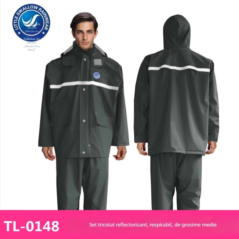 Set de impermeabilizare pentru bărbați: Geacă de ploaie și pantaloni de ploaie, design separat, PVC gros, impermeabil pentru ciclism