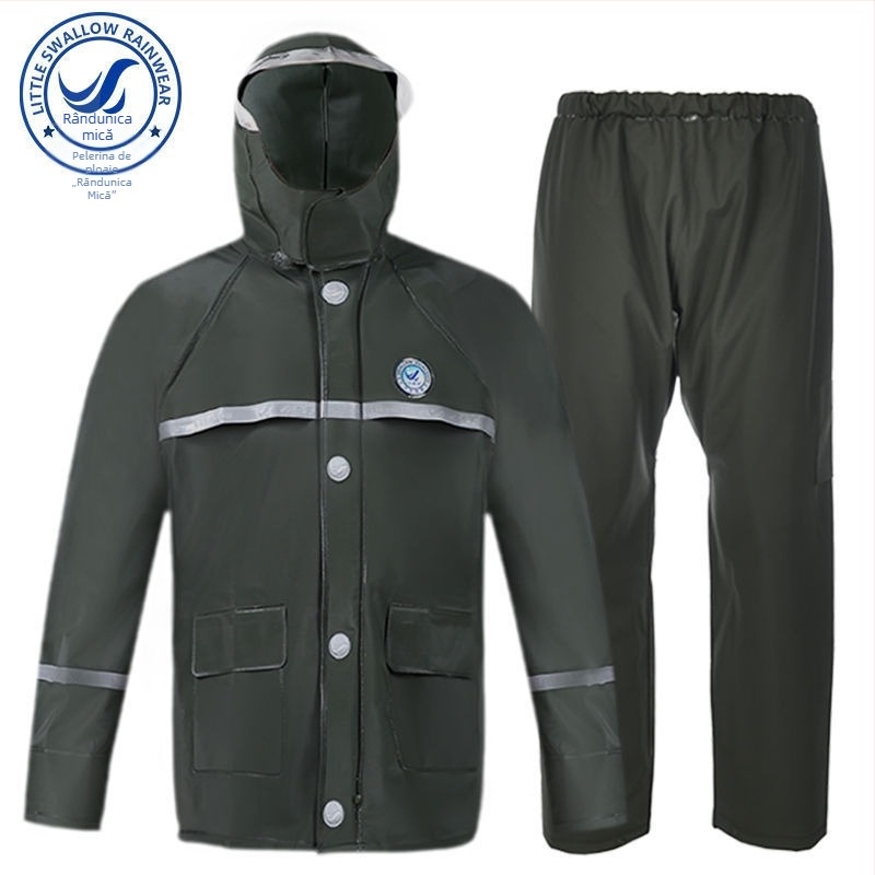 Set de impermeabilizare pentru bărbați: Geacă de ploaie și pantaloni de ploaie, design separat, PVC gros, impermeabil pentru ciclism