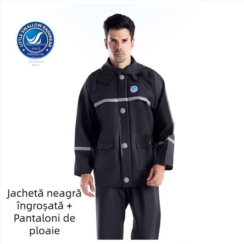 Set de impermeabilizare pentru bărbați: Geacă de ploaie și pantaloni de ploaie, design separat, PVC gros, impermeabil pentru ciclism