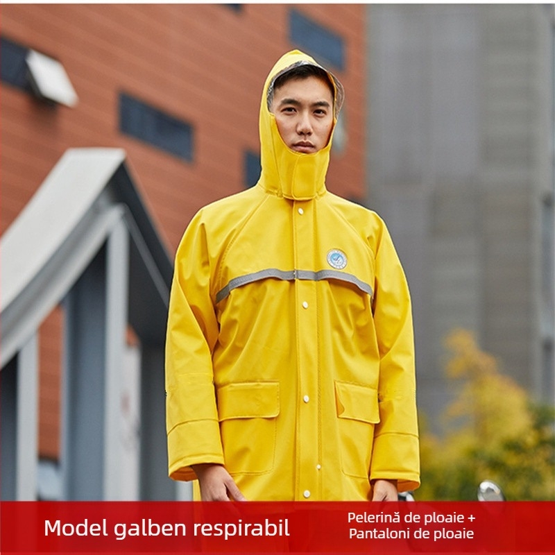 Set de impermeabilizare pentru bărbați: Geacă de ploaie și pantaloni de ploaie, design separat, PVC gros, impermeabil pentru ciclism