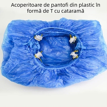 Acoperitoare de încălțăminte din PE, de unică folosință, cu închidere în formă de T, pentru uz casnic și birou, protecție împotriva prafului.