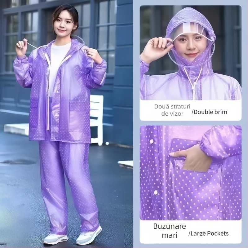 Set de palton și pantaloni de ploaie PVC, cusături cu adeziv PVC, material gros, 700 g, pentru o singură persoană