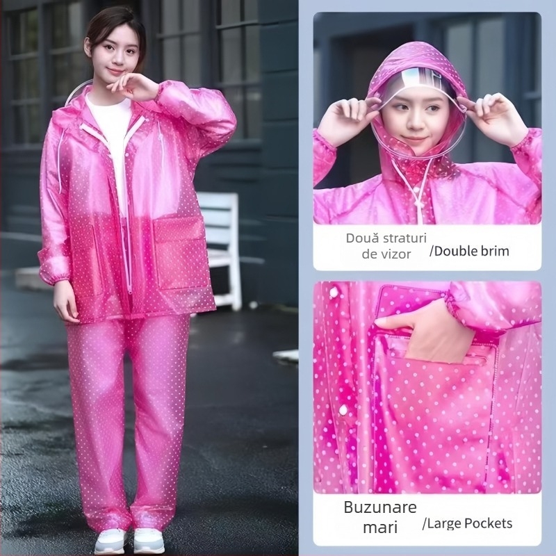 Set de palton și pantaloni de ploaie PVC, cusături cu adeziv PVC, material gros, 700 g, pentru o singură persoană