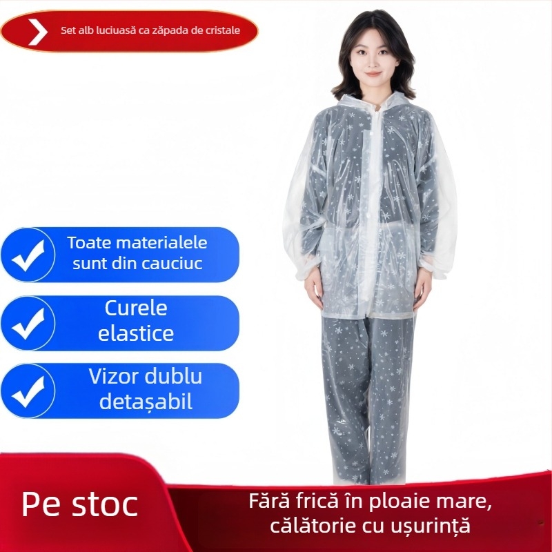 Set de palton și pantaloni de ploaie PVC, cusături cu adeziv PVC, material gros, 700 g, pentru o singură persoană