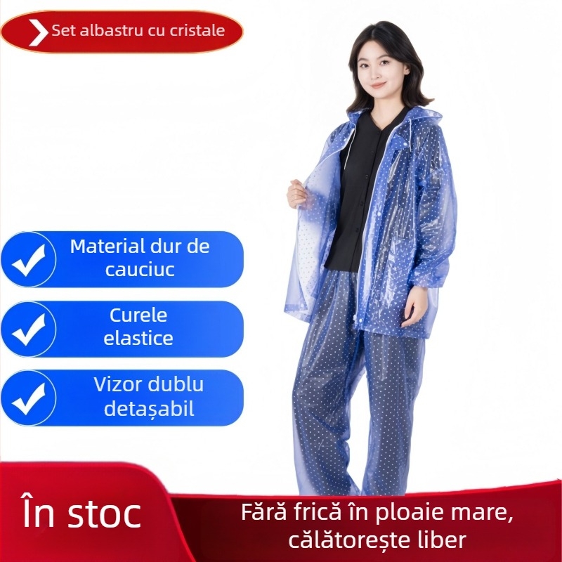 Set de palton și pantaloni de ploaie PVC, cusături cu adeziv PVC, material gros, 700 g, pentru o singură persoană