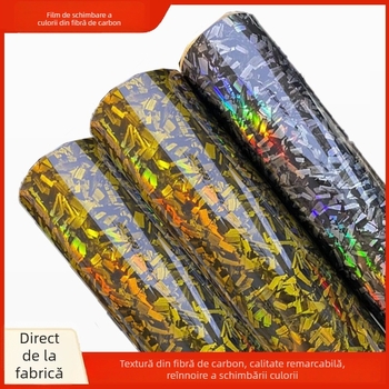 Autocolant complet pentru mașină din PVC cu model fibră de carbon, montaj cu adeziv, potrivit pentru mașină, motocicletă, vehicul electric și oglindă retrovizoare