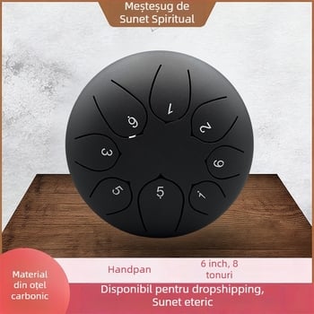 Tambur cu limbă din oțel carbon, 8 tonuri, modelul 6-8-8, pentru copii și meditație