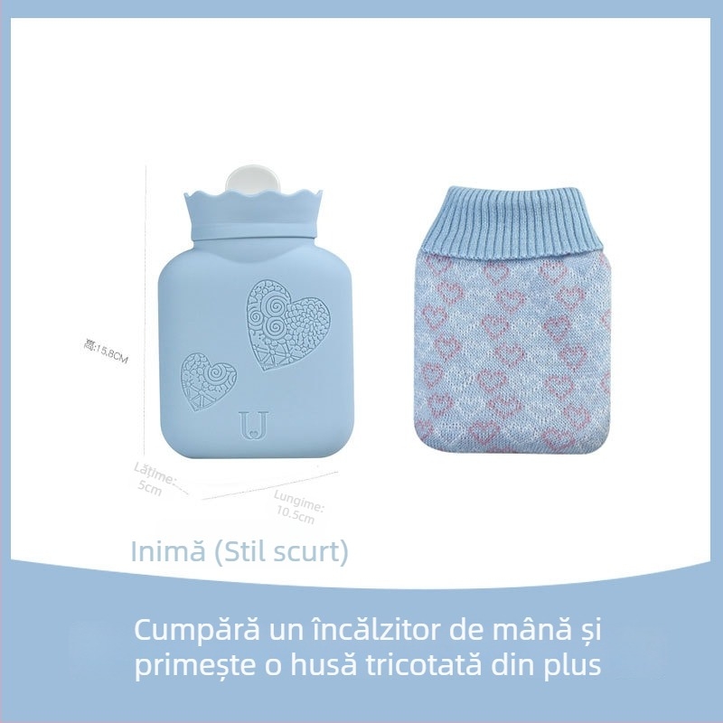 Sticlă din silicon pentru apă fierbinte, cu umplere, autoîncălzire, rezistentă la explozie, utilizare duală cald/rece, portabilă cu husă pluș