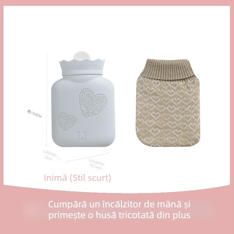 Sticlă din silicon pentru apă fierbinte, cu umplere, autoîncălzire, rezistentă la explozie, utilizare duală cald/rece, portabilă cu husă pluș