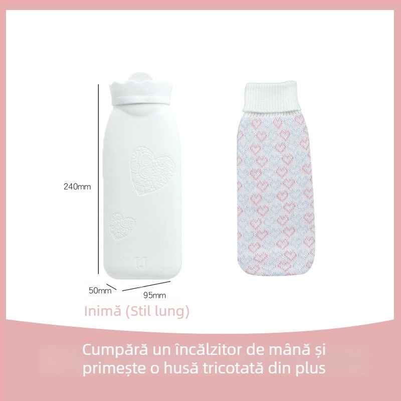 Sticlă din silicon pentru apă fierbinte, cu umplere, autoîncălzire, rezistentă la explozie, utilizare duală cald/rece, portabilă cu husă pluș