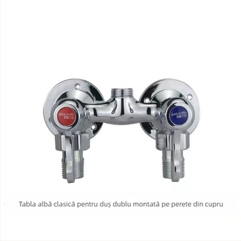 Robinet de duș cu corp din cupru integral, control dual, montaj pe perete, model 100022, stil modern minimalist