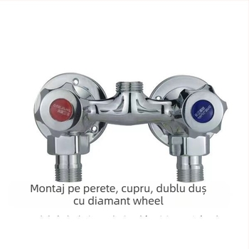 Robinet de duș cu corp din cupru integral, control dual, montaj pe perete, model 100022, stil modern minimalist