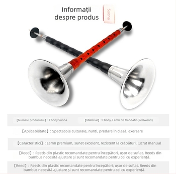 Suona - Ebony suona model, instrument din lemn, origine China, ambalaj carton