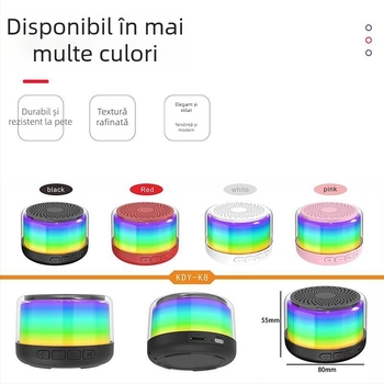 Difuzor Bluetooth K8, 5W, Bluetooth 5.0, interval de frecvență 100Hz-20kHz, SNR ≥70dB, baterie încorporată 300–500mAh
