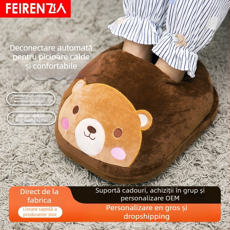 Încălzitor de picioare detașabil și lavabil, încălzire prin priză, cu temporizator în trei trepte, 220V, 20W, pluș