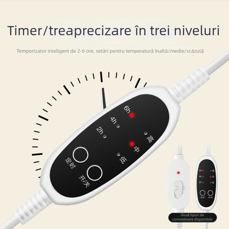 Încălzitor de picioare detașabil și lavabil, încălzire prin priză, cu temporizator în trei trepte, 220V, 20W, pluș