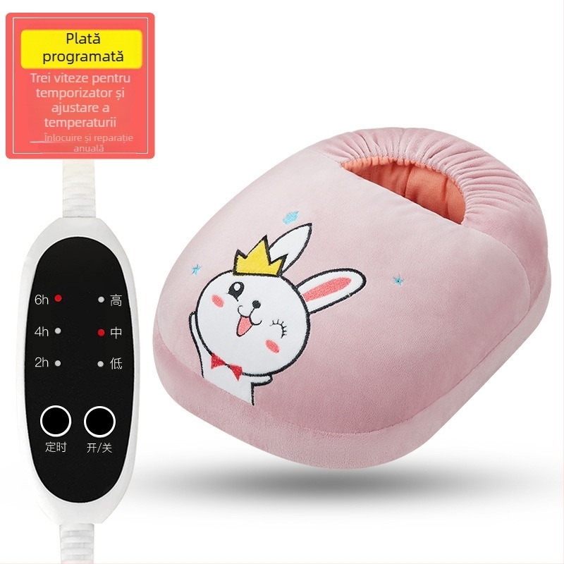 Încălzitor de picioare detașabil și lavabil, încălzire prin priză, cu temporizator în trei trepte, 220V, 20W, pluș