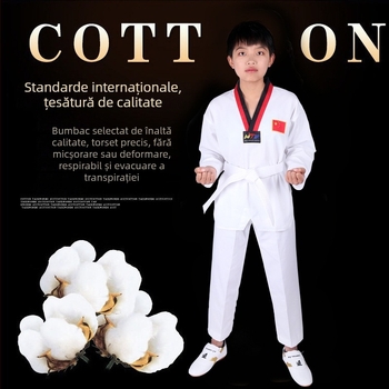 Uniformă de Taekwondo din bumbac pentru adulți și copii, echipament de antrenament cu căptușeală din bumbac