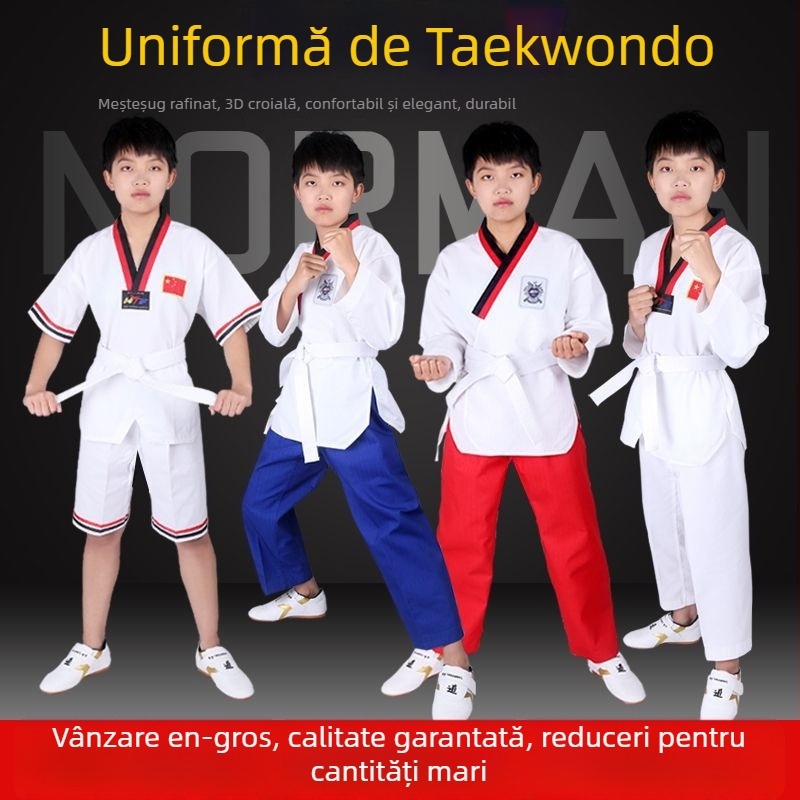 Uniformă de Taekwondo din bumbac pentru adulți și copii, echipament de antrenament cu căptușeală din bumbac