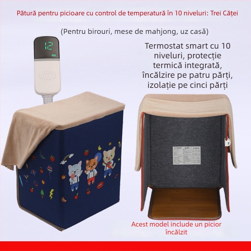 Încălzitor pentru picioare sub birou, încălzire USB și de la priză, 200W, telecomandă