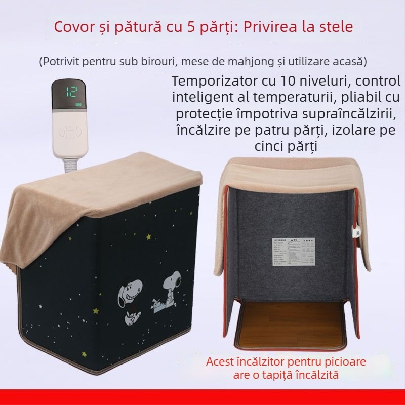 Încălzitor pentru picioare sub birou, încălzire USB și de la priză, 200W, telecomandă