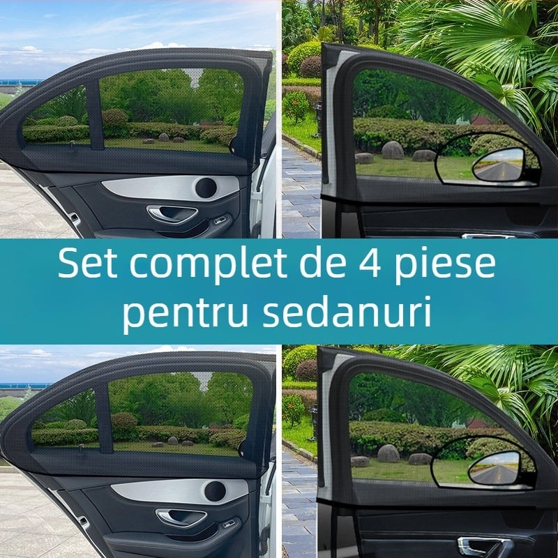 Plasă de protecție pentru fereastra laterală a mașinii – material plasă, compatibilitate universală, protecție împotriva insectelor și umbrire