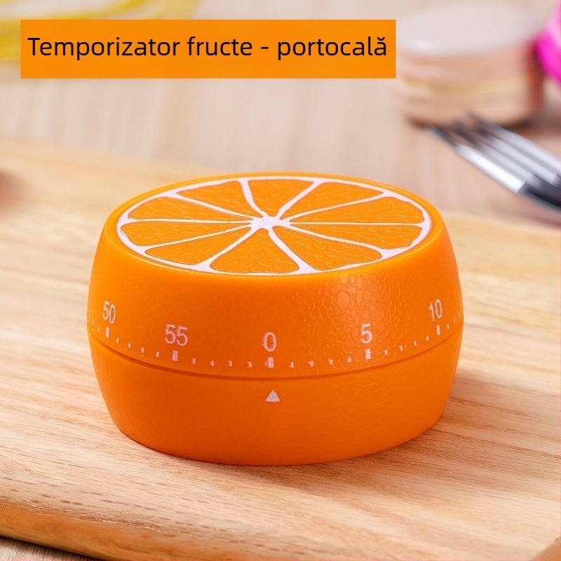 Cronometru mecanic de bucătărie cu afișaj dublu, carcasă circulară din plastic