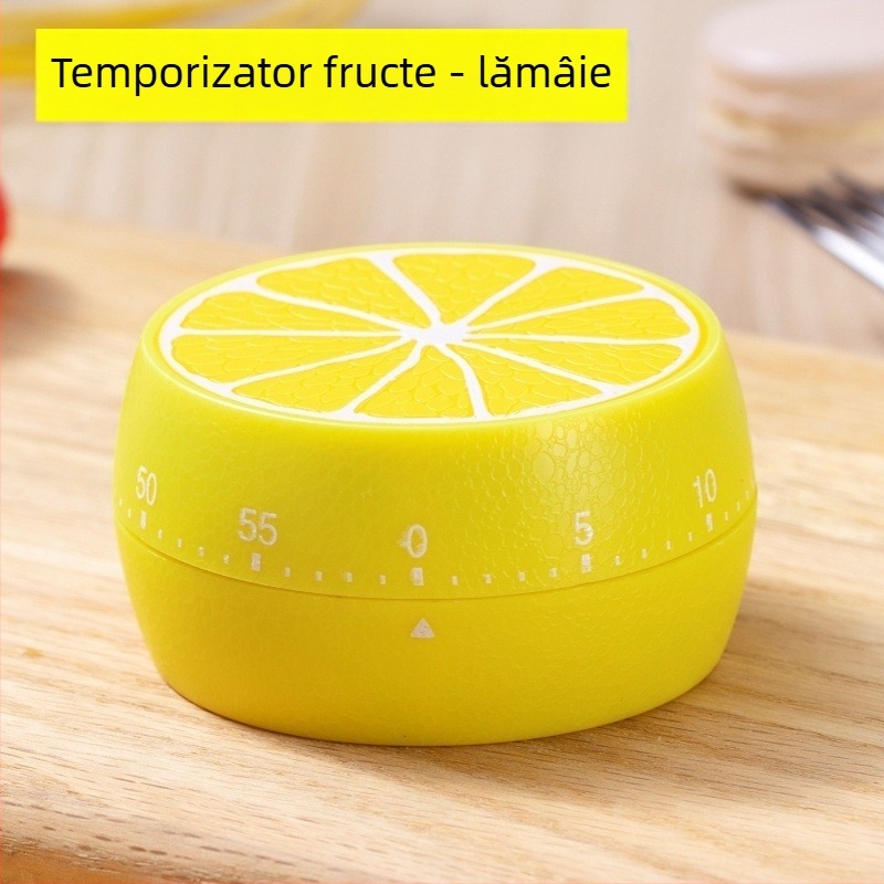 Cronometru mecanic de bucătărie cu afișaj dublu, carcasă circulară din plastic