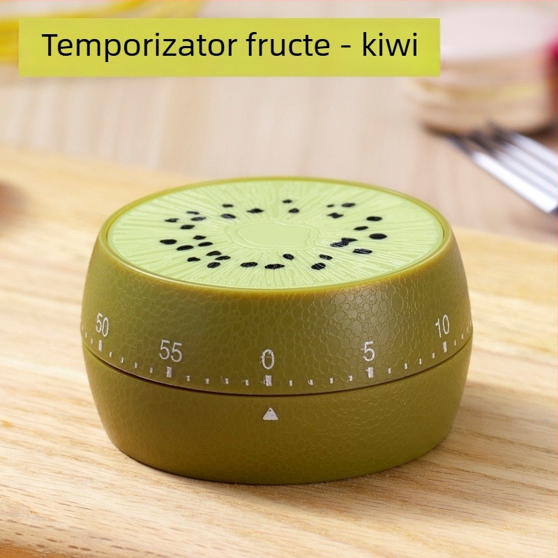 Cronometru mecanic de bucătărie cu afișaj dublu, carcasă circulară din plastic