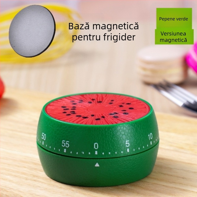 Cronometru mecanic de bucătărie cu afișaj dublu, carcasă circulară din plastic